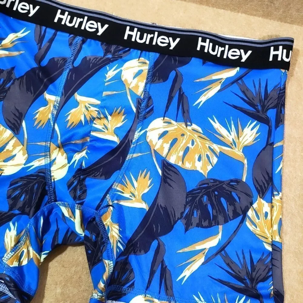 Hurley Men's Blue Tropical Print Boxer Briefs #J
